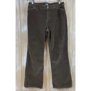 J Jill Stretch Pants Womens Size 12 Brown Corduroy High Rise Flared Pants *read